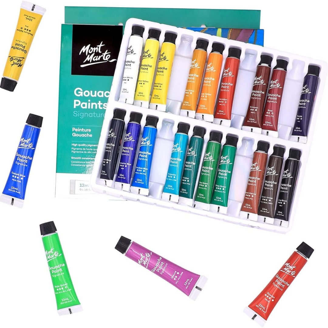 Mont Marte Gouache Paints 24pc x 12ml - SCOOBOO - 81572 - Poster paints