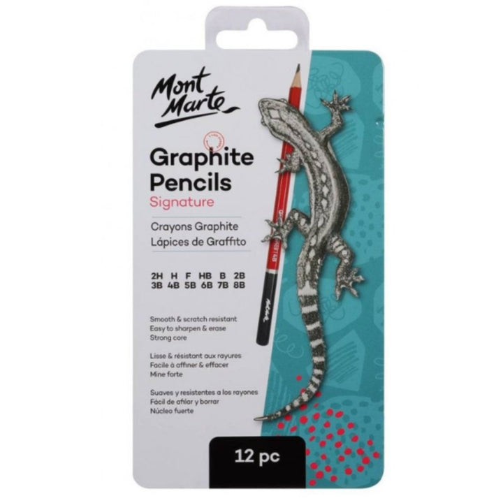 Mont Marte Graphite Pencils Pack Of 12 - SCOOBOO - MPN0114 - Sketch pencils