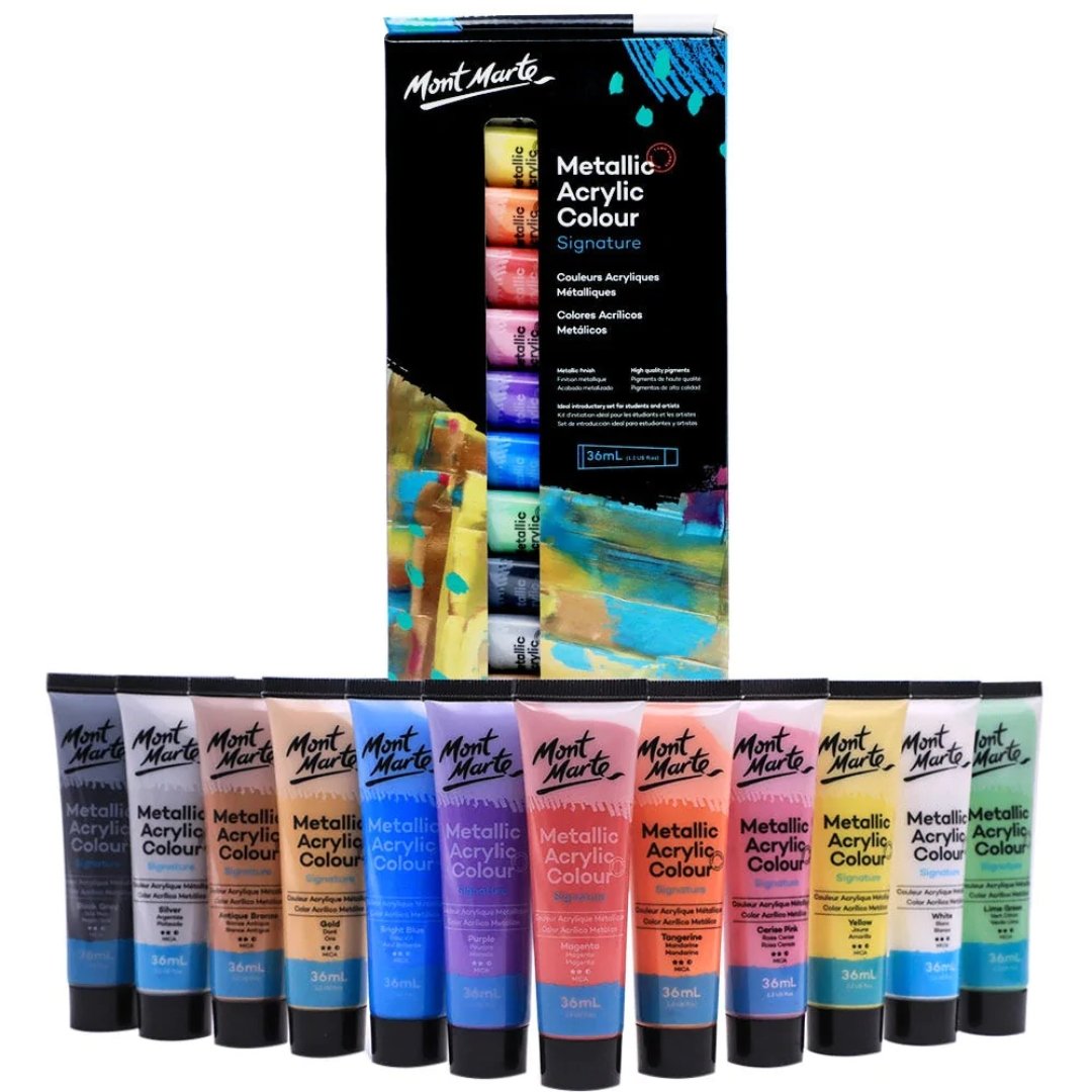 Mont Marte Metallic Acrylic Paints - SCOOBOO - PMMT2436 - Acrylic paints