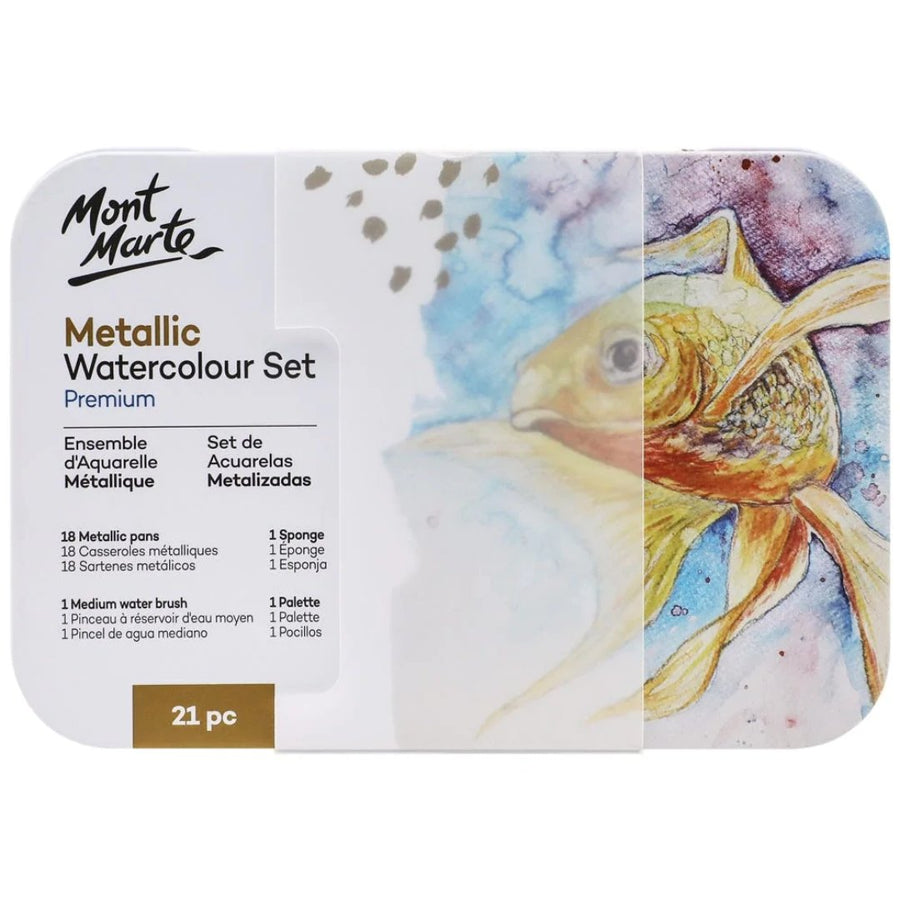 Mont Marte Metallic Watercolour Set (Pack Of 21) - SCOOBOO - PMHS0085 - Water Colors