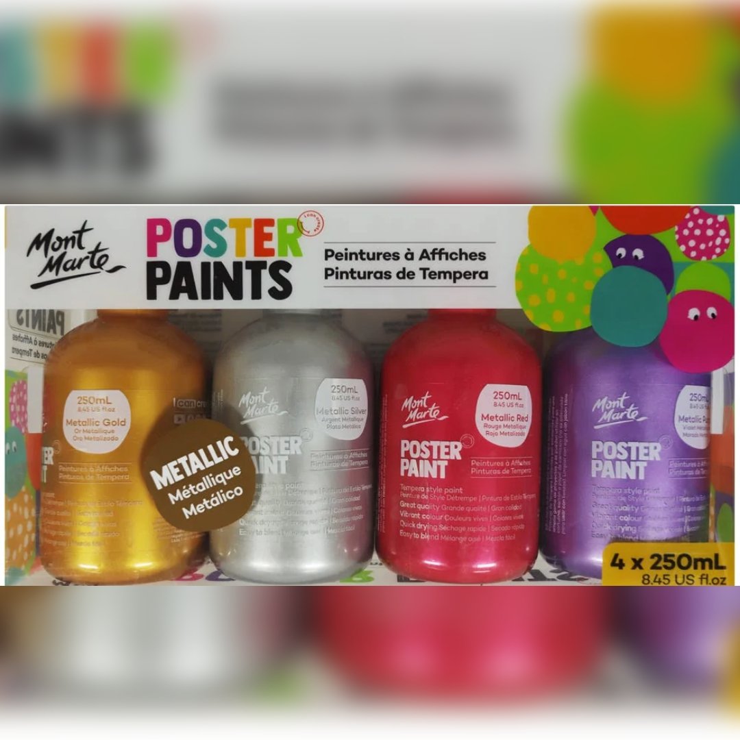 Mont Marte Poster Paints (Pack Of 4) - SCOOBOO - MPST4003 - Poster paints