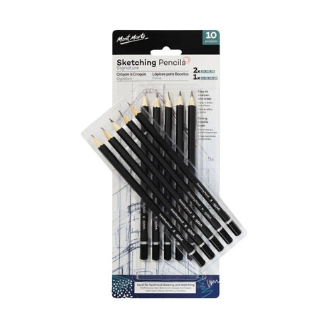 Mont Marte Sketching Pencils Set of 10 - SCOOBOO - 81558 - Sketch pencils