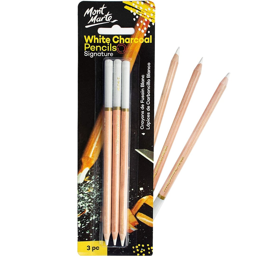 Mont Marte White Charcoal Pencils Pack Of 3 - SCOOBOO - MPN0041 - Charcoal Pencil