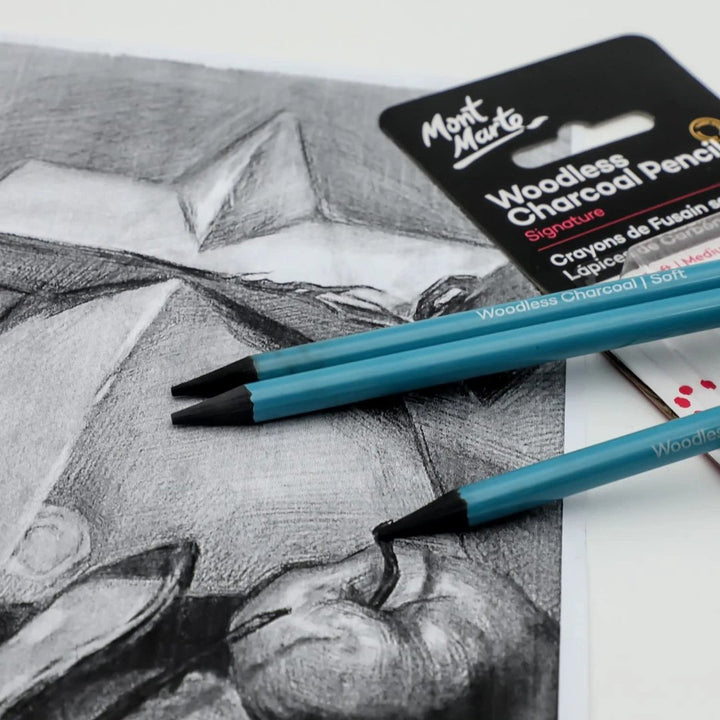 Mont Marte Woodless Charcoal Pencil Pack Of 3 - SCOOBOO - MPN0045 - Charcoal Pencil