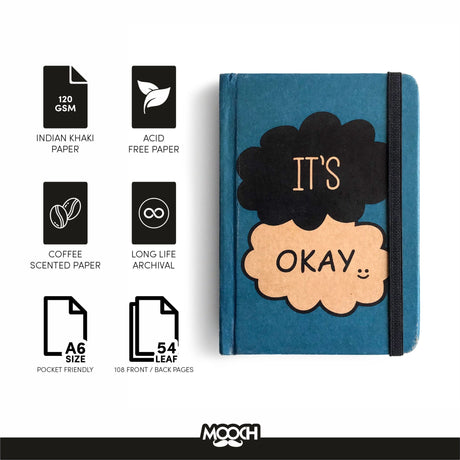 Mooch Its Ok Khaki Paper A6-Notebook - SCOOBOO - Mooch It's Okay Khaki Paper A6 - Handmade Notebook