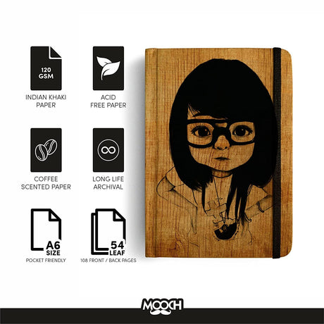 Mooch Nerd Girl Khaki Paper A6 - SCOOBOO - Nerd Girl Khaki Paper A6 - Plain