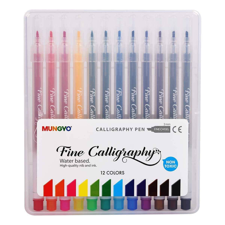 Mungyo Calligraphy Pen Set Of 12 Assorted Colours - SCOOBOO - MCF-12 - calligraphy pens