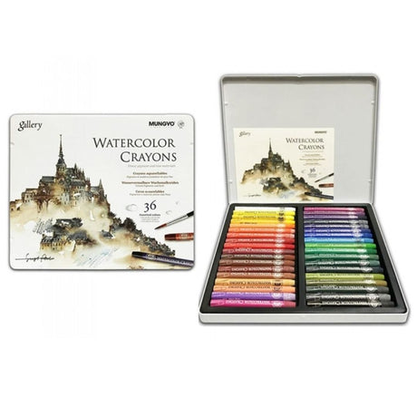 Mungyo Gallery Watercolor Crayons Tin Case Set Of 36 - SCOOBOO - MAC-36T - Water Colors