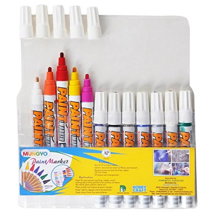 Mungyo Paint Markers - Set of 12 - SCOOBOO - MPM-12A - Glass Paints & Markers