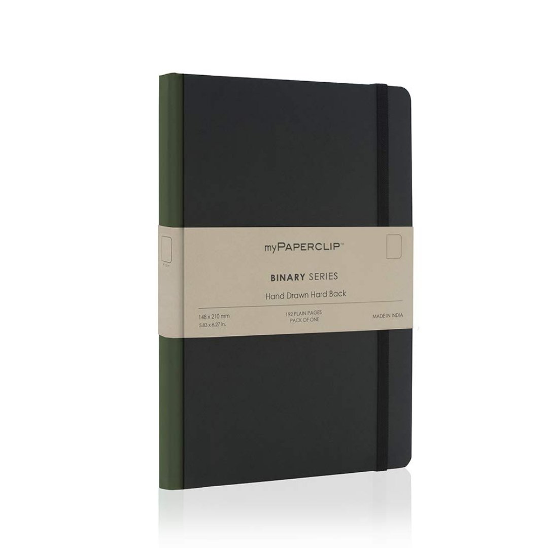 myPaperclip Binary Series A5 Plain Notebook - SCOOBOO - BSH192A5- P Green Spine - Plain