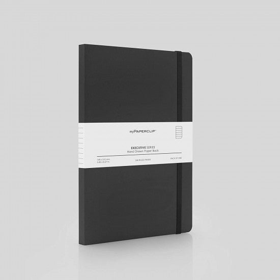Mypaperclip Executive Series Hand Drawn Paper Back Plain A6 Notebook - SCOOBOO - ESP192S-P Black - Plain
