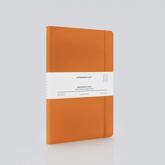 Mypaperclip Executive Series Hand Drawn Paper Back Plain A6 Notebook - SCOOBOO - ESP192S-P Orange - Plain