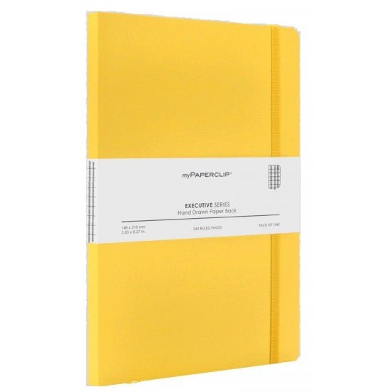 Mypaperclip Executive Series Hand Drawn Paper Back Plain A6 Notebook - SCOOBOO - ESP192S-P Yellow - Plain