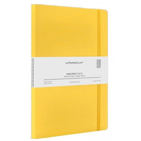 Mypaperclip Executive Series Hand Drawn Paper Back Plain A6 Notebook - SCOOBOO - ESP192S-P Yellow - Plain