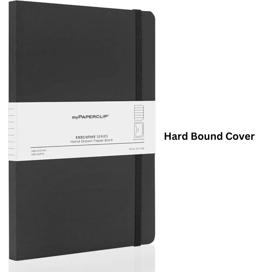 Mypaperclip Executive Series Hand Drawn Paper Back-Ruled A6 - SCOOBOO - ESP192S-R-Black - Ruled