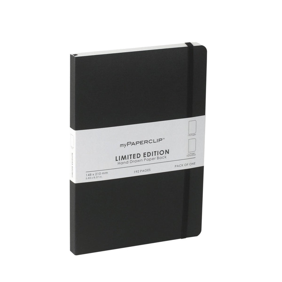 Mypaperclip Limited Edition Hand Drawn Paper Back Plain Notebook A5-Size - SCOOBOO - LEP192A5-P Black - Plain