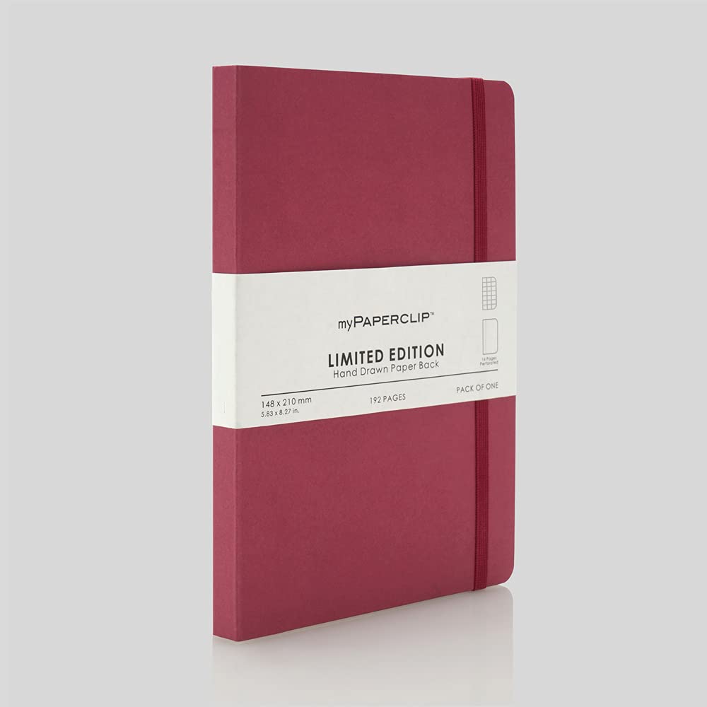 Mypaperclip Limited Edition Hand Drawn Paper Back Plain Notebook A5-Size - SCOOBOO - LEP192A5-P Raspberry - Plain