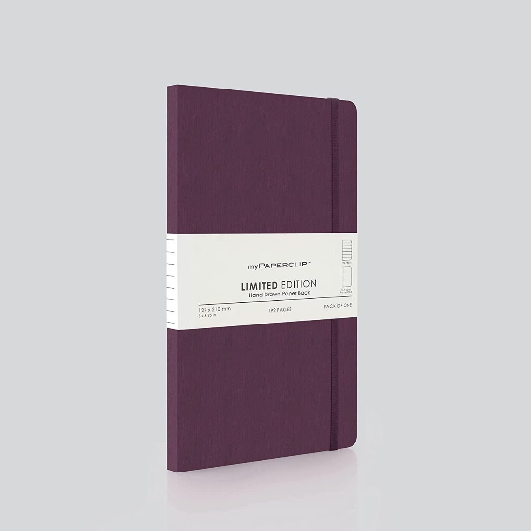 Mypaperclip Limited Edition Hand Drawn Paper Back Ruled Notebook (A5-Size) - SCOOBOO - LEP192A5-R PLUM - Ruled