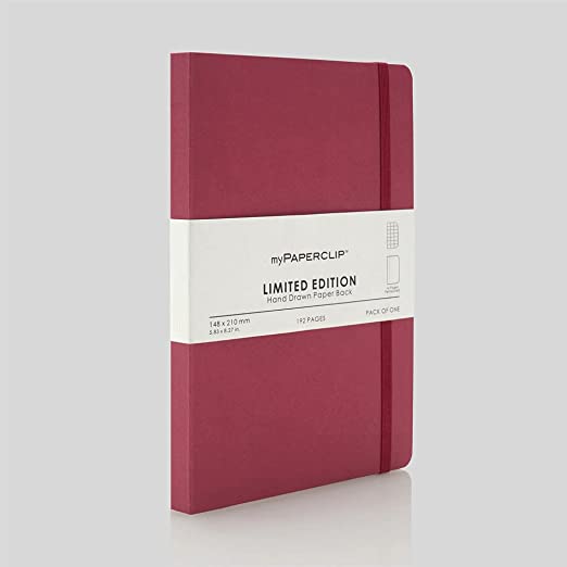 Mypaperclip Limited Edition Hand Drawn Paper Back Ruled Notebook (A5-Size) - SCOOBOO - LEP192A5-R Raspberry - Ruled