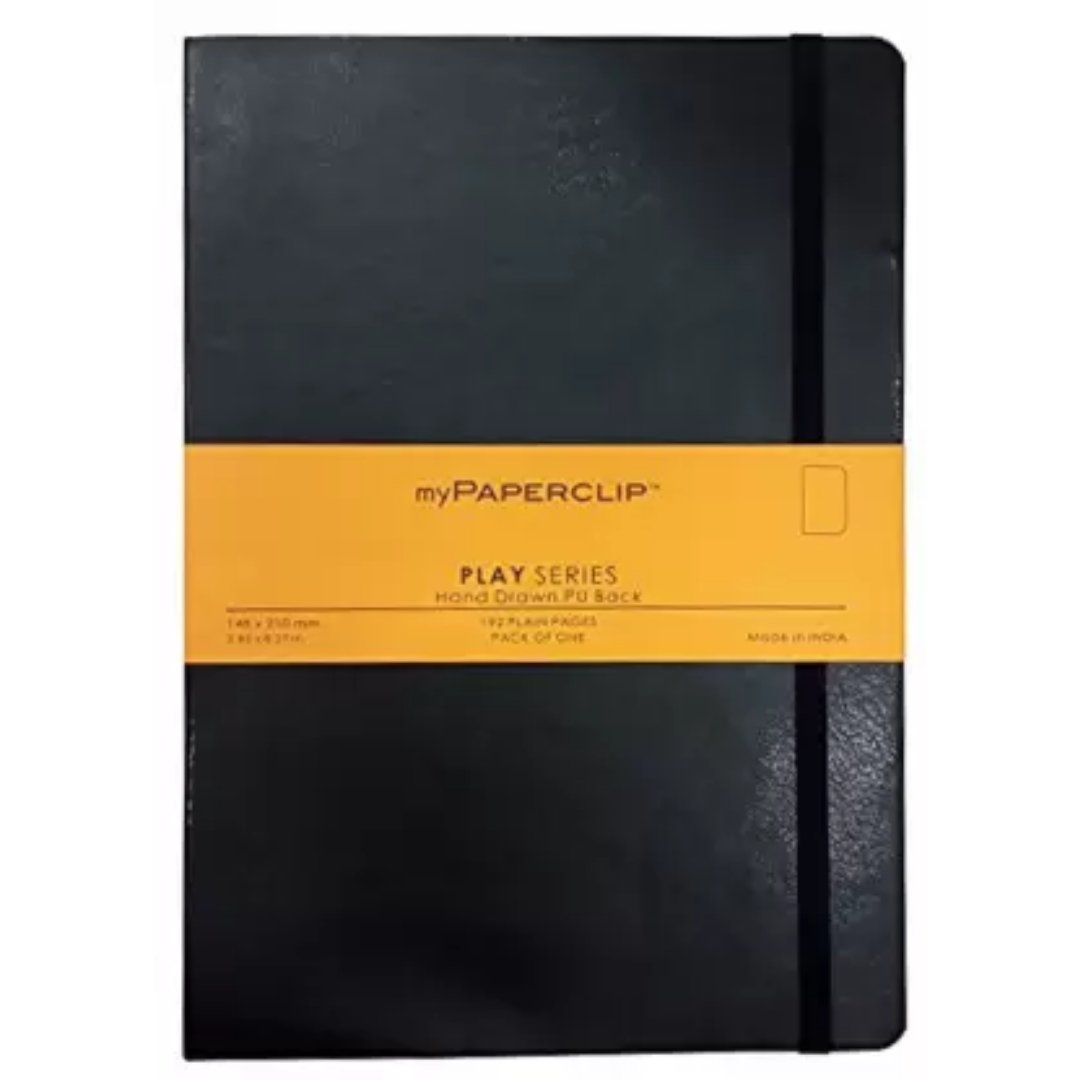 Mypaperclip Play Series with PU Back A5 Notebook Plain - SCOOBOO - PSPU192A5-P BLACK/TURQ - Plain