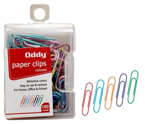 Oddy Paper Clips Colored (Pack of 2) - SCOOBOO - PCC-D100 - Paperclips, Fasteners & Rubber bands