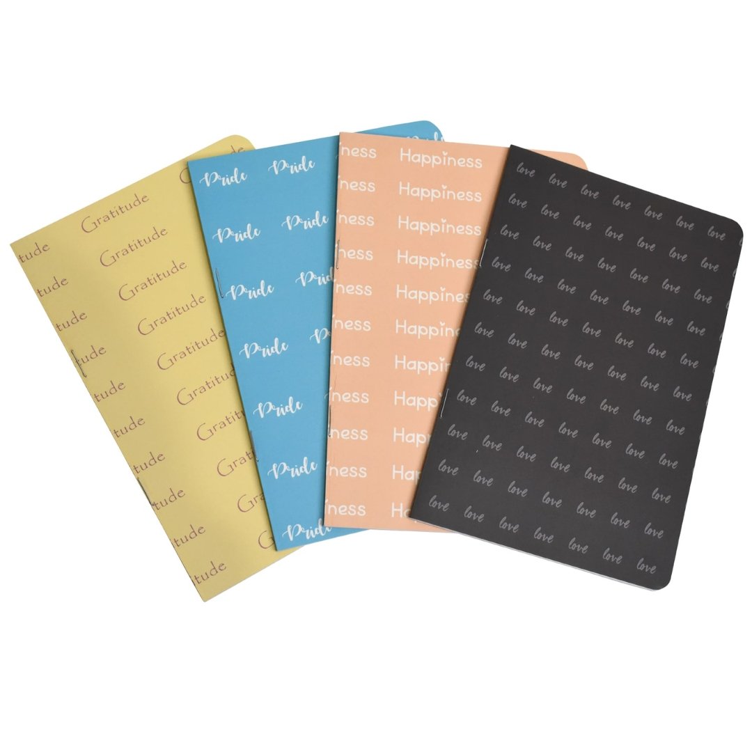 Papboo Set Of 4 Unruled Notebooks - SCOOBOO - Plain