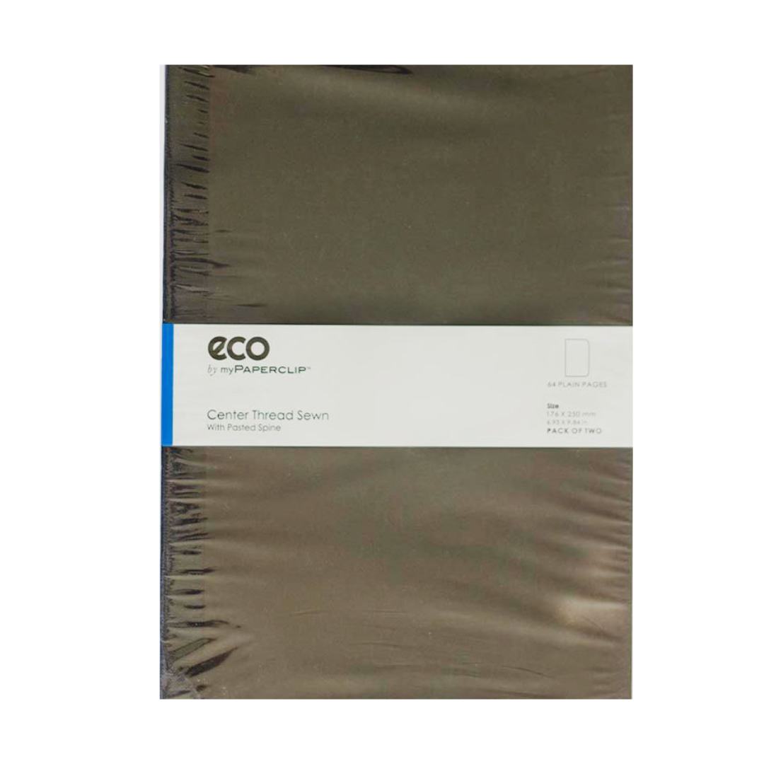Paper Clip Center Thread Sewn-Notebook - SCOOBOO - ECO64B5P2-P BLACK - Plain