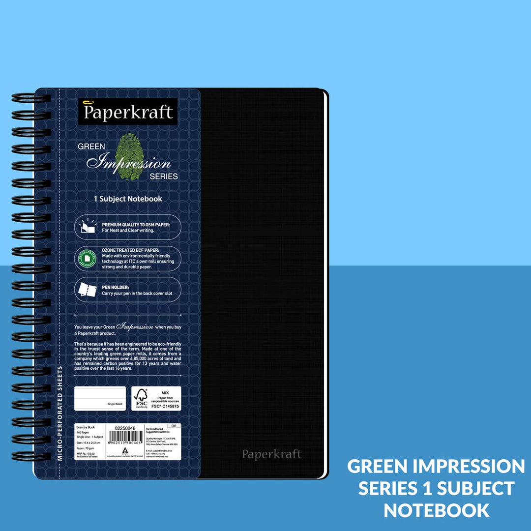 Paperkraft Green Impression Series 1 Subject Notebook - SCOOBOO - 02250049OR - Notebook