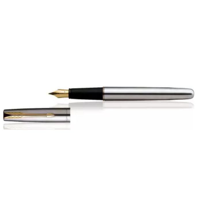Parker Frontier Stainless Steel Gold Trim Fountain Pen - SCOOBOO - Fountain Pen