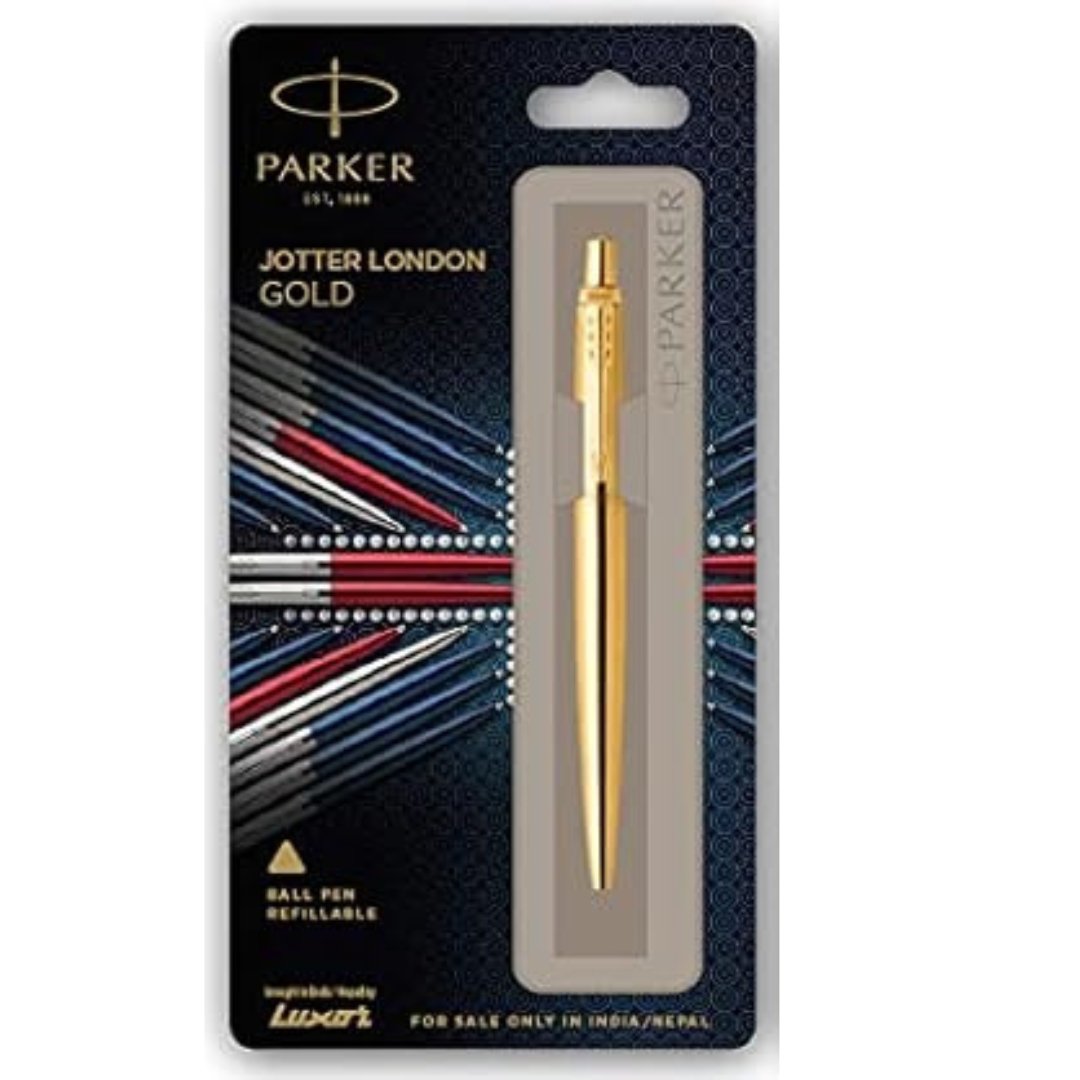 Parker Jotter London Stainless Steel Gold Trim Ball Pen (Gold) - SCOOBOO - 9000012095 - Ball Pen