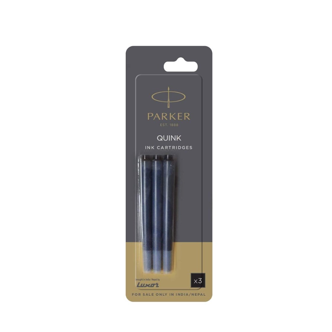 Parker Quink Ink Cartridges - Fountain Pen - Black- Pack of 3 - SCOOBOO - 9000012431 - Catridges