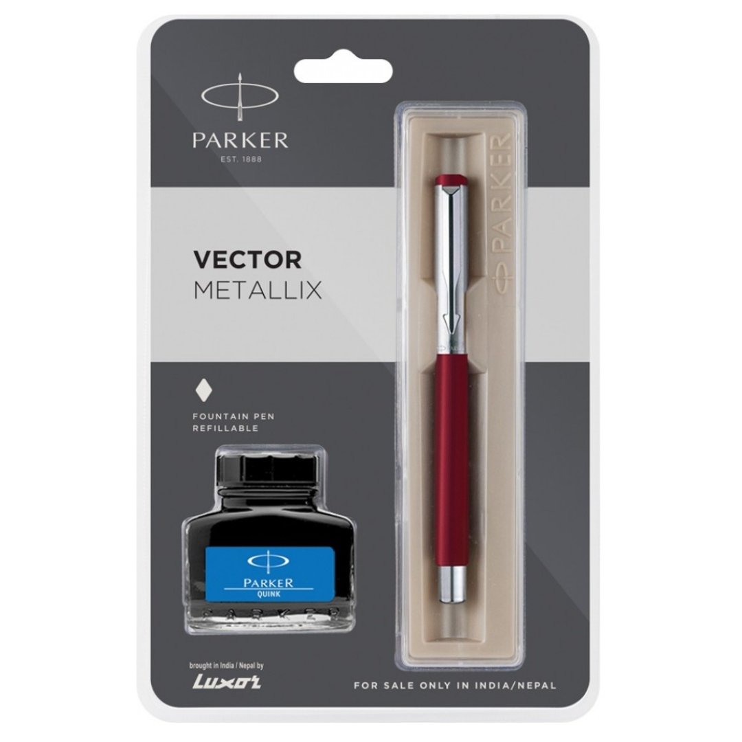 Parker Vector Metallix Chrome Trim Fountain Pen - SCOOBOO - 9000017257 - Fountain Pen