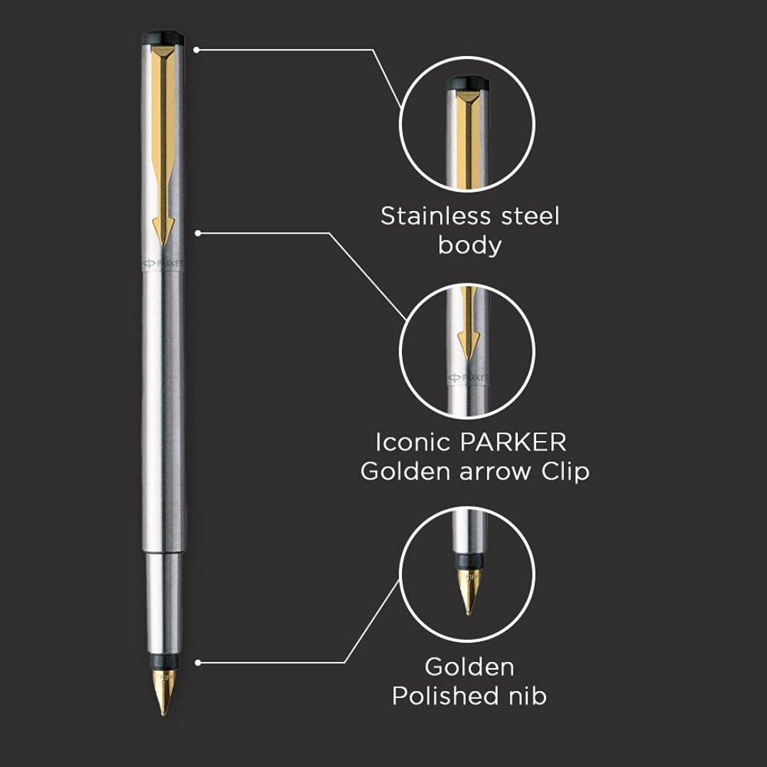 Parker Vector Stainless Steel Fountain Pen - SCOOBOO - Fountain Pen