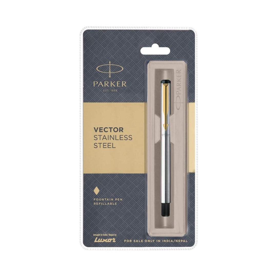 Parker Vector Stainless Steel Fountain Pen - SCOOBOO - Fountain Pen