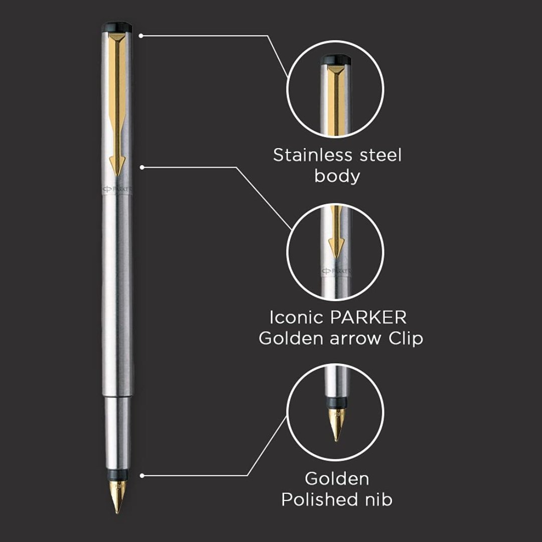 Parker Vector Stainless Steel Fountain Pen - SCOOBOO - 9000014376 - Fountain Pen