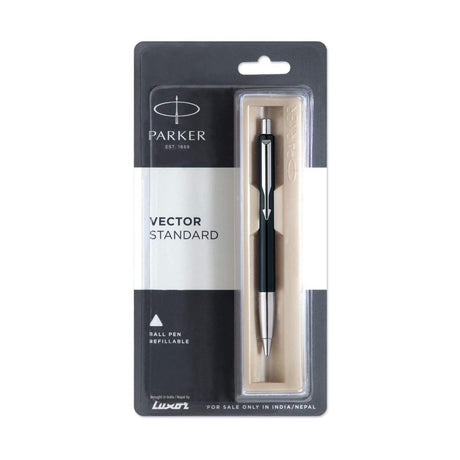 Parker Vector Standard Chrome Trim Ball Pen -Blue Ink - SCOOBOO - 9000017255 - BALL PEN