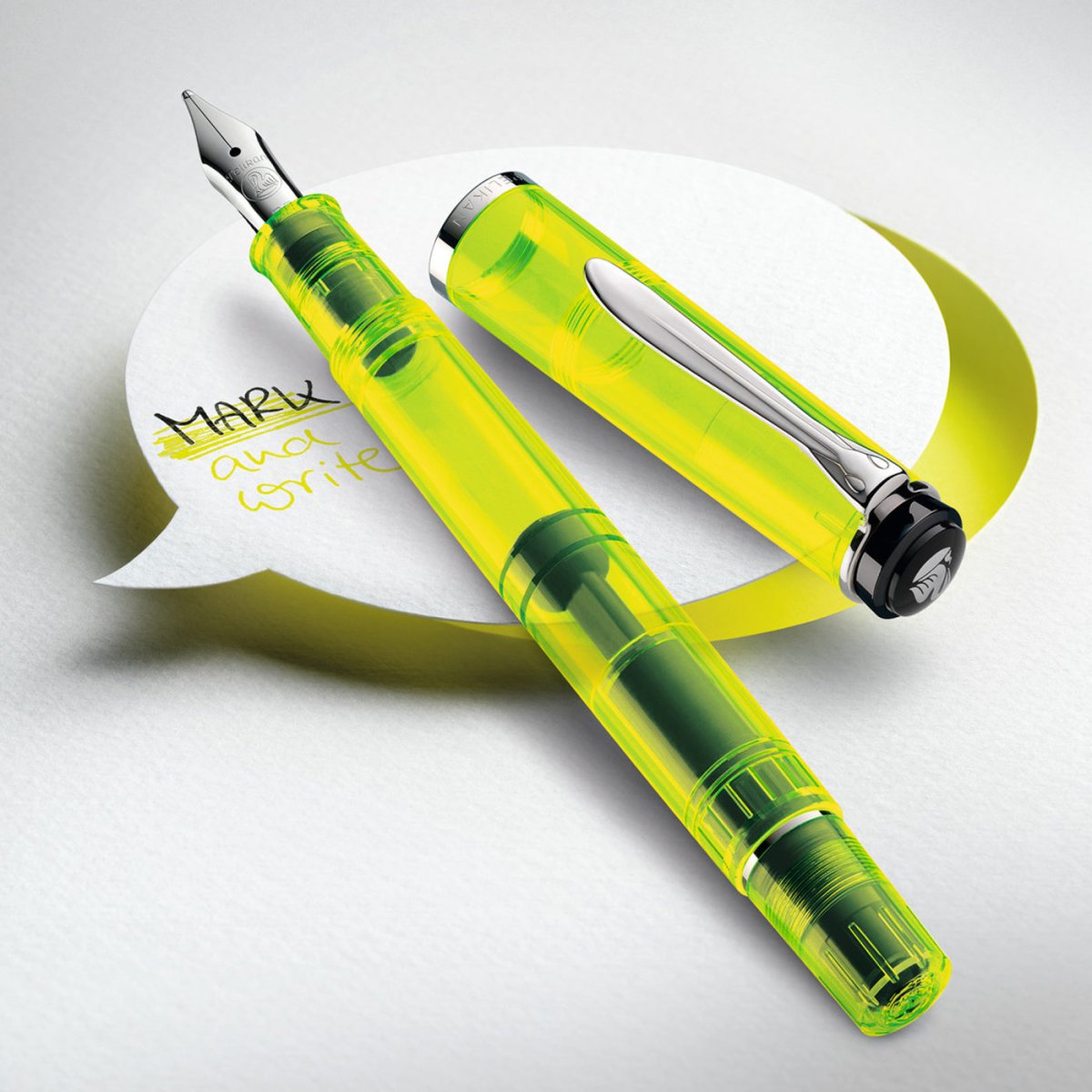 Pelikan Classic M205 Duo Neon Yellow Fountain Pen Set 819886 - SCOOBOO - PEP_M205DUO_NEOYLW_FPSTBB_819886 - Fountain Pen