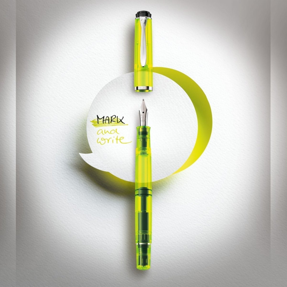 Pelikan Classic M205 Duo Neon Yellow Fountain Pen Set 819886 - SCOOBOO - PEP_M205DUO_NEOYLW_FPSTBB_819886 - Fountain Pen