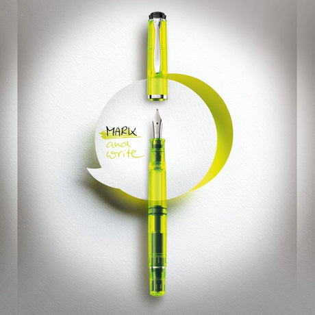 Pelikan Classic M205 Duo Neon Yellow Fountain Pen Set 819886 - SCOOBOO - PEP_M205DUO_NEOYLW_FPSTBB_819886 - Fountain Pen