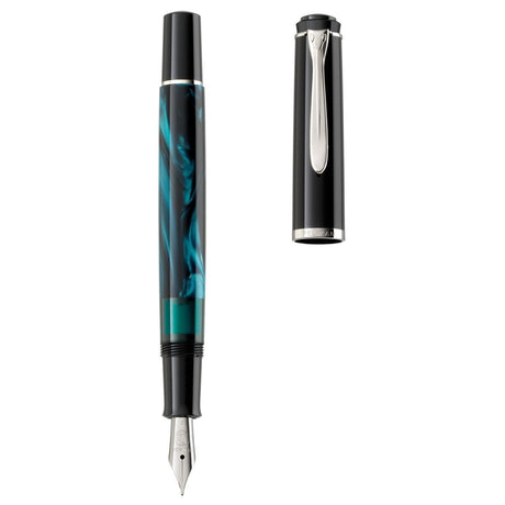 Pelikan Classic M205 Petrol Marbled Fountain Pen (Special Edition) - SCOOBOO - PEP_CLC_M205SE_PTRLMRB_FPEF_818537 - Fountain Pen