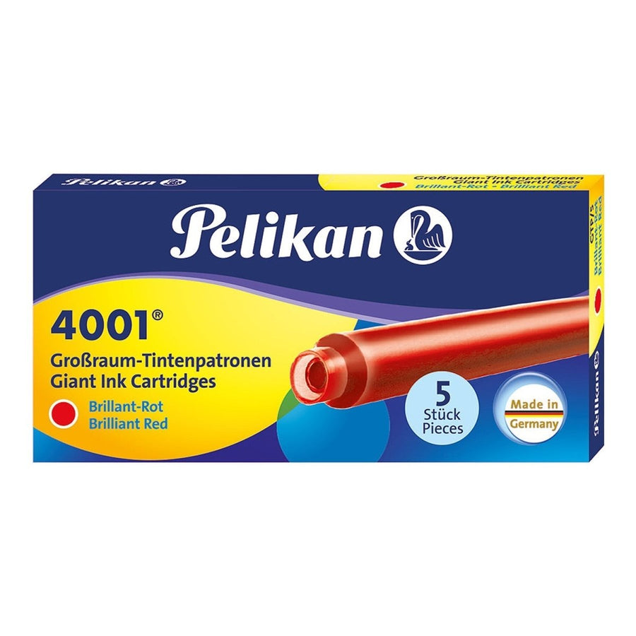 Pelikan GTP/5 Long Ink Cartridge (Brilliant Red - Pack of 5) 310623 - SCOOBOO - PE_GTP5_LNG_BRL_RED_INKCART_PK5_310623 - Ink Cartridge