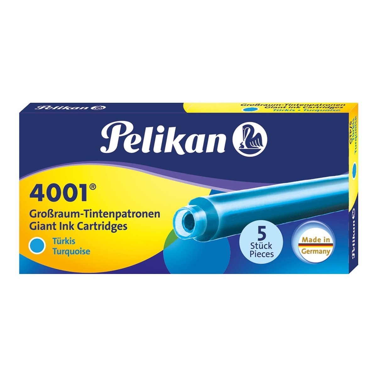 Pelikan GTP/5 Long Ink Cartridge (Turquoise - Pack of 5) 310656 - SCOOBOO - PE_GTP5_LNG_TUR_INKCART_PK5_310656 - Ink Cartridge