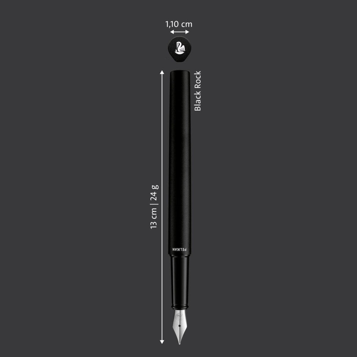 Pelikan Ineo P6 Black Rock Fountain Pen - SCOOBOO - PE_INEO_BLKRCK_FPM_1051261 - Fountain Pen