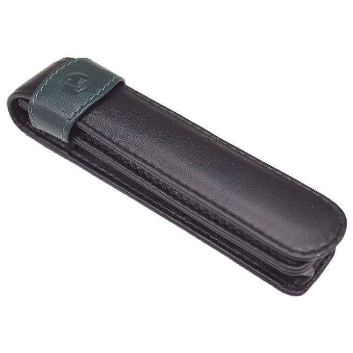 Pelikan Leather One Pen Case (Black/Green) 923524 - SCOOBOO - PEP_LTHR_1PEN_CSE_BLKGRN_923524 - Pen Case