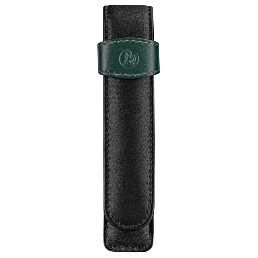 Pelikan Leather One Pen Case (Black/Green) 923524 - SCOOBOO - PEP_LTHR_1PEN_CSE_BLKGRN_923524 - Pen Case