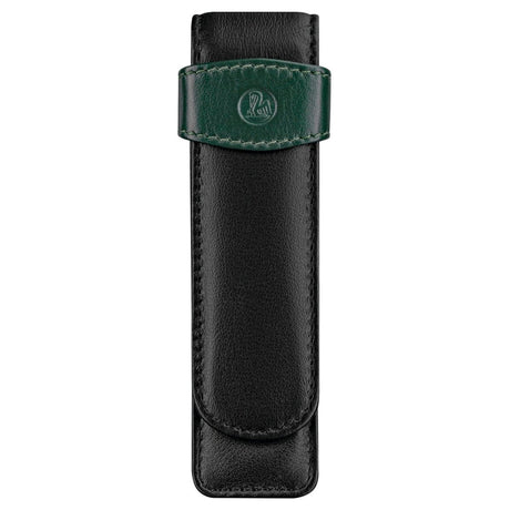 Pelikan Leather Two Pen Case (Black/Green) 923722 - SCOOBOO - PEP_LTHR_2PEN_CSE_BLKGRN_923722 - Pen Case