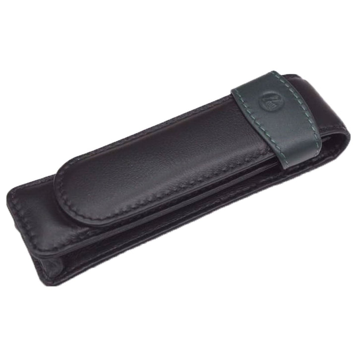 Pelikan Leather Two Pen Case (Black/Green) 923722 - SCOOBOO - PEP_LTHR_2PEN_CSE_BLKGRN_923722 - Pen Case