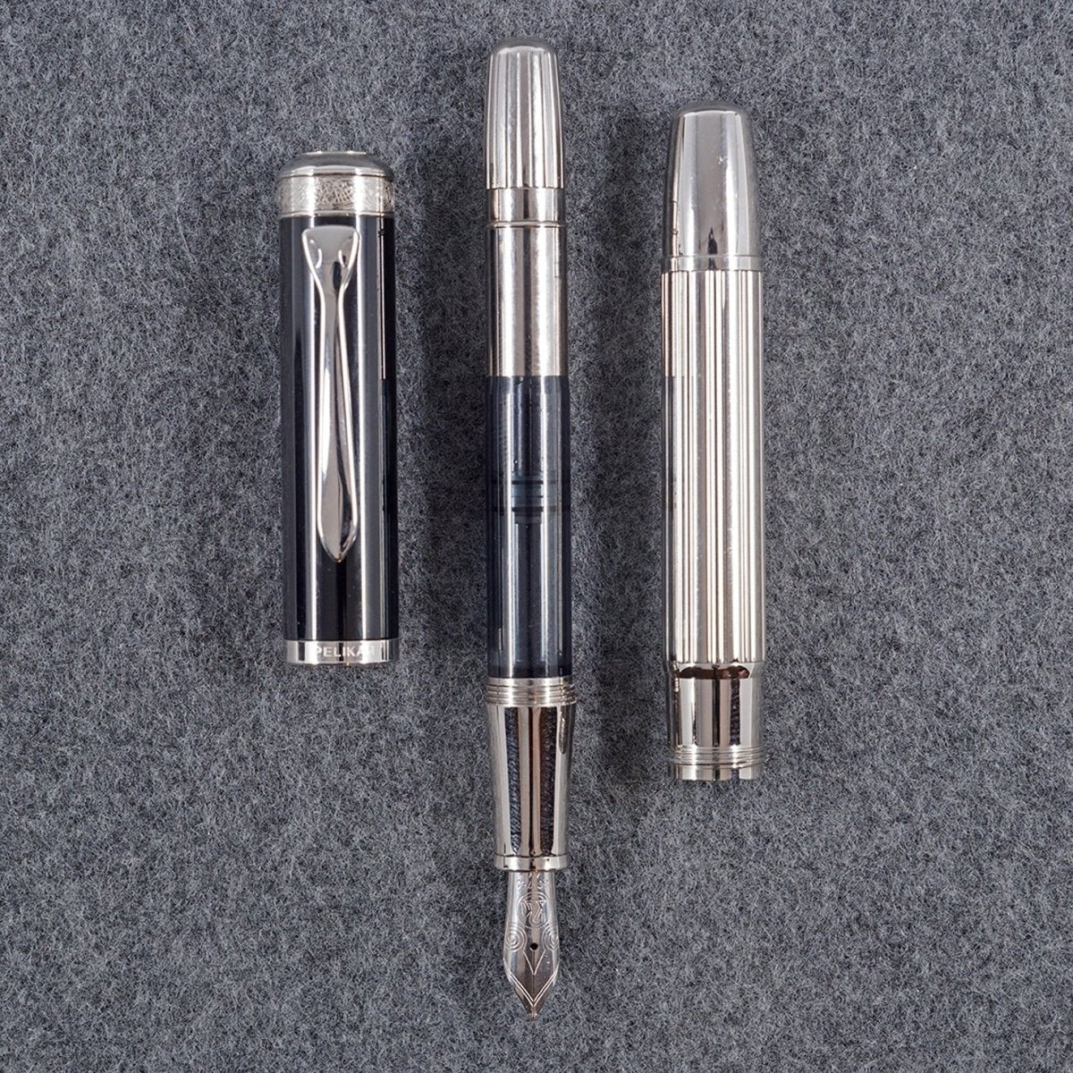 Pelikan Majesty M7005 Silver/Black Fountain Pen - SCOOBOO - PEP_MJSTY_M7005_SLVBLK_FPB_959114 - Fountain Pen