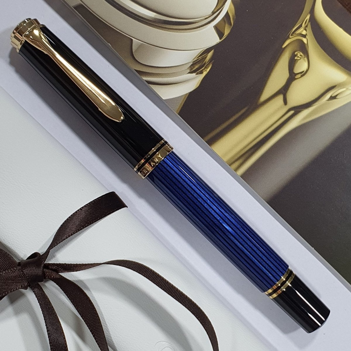 Pelikan Souveran M400 Black/Blue Fountain Pen - SCOOBOO - PEP_SVRN_M400_BLKBLU_FPEF_985952 - Fountain Pen