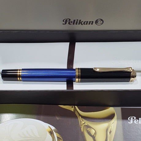 Pelikan Souveran M400 Black/Blue Fountain Pen - SCOOBOO - PEP_SVRN_M400_BLKBLU_FPEF_985952 - Fountain Pen